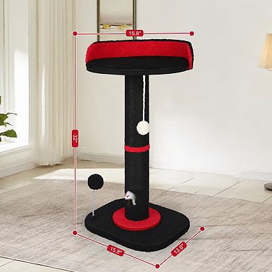 Petsfit Tall Cat Scratcher Tower with Sisal Rope Solid Wood Double Base Cat Bed Toys