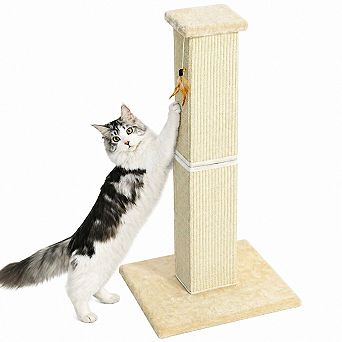 Petsfit 32 Inch Tall Cat Scratcher Sisal Rope Wide Base Feather Toy Indoor Cats Adults Kittens