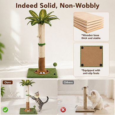 Nicate 35" Cat Scratching Post Palm Tree Sisal Heavy Duty Wooden Base