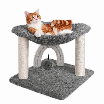 Petsfit 15.75" Cat Sisal Post Hammock SelfGrooming Brush Plush Ball Cozy Perch