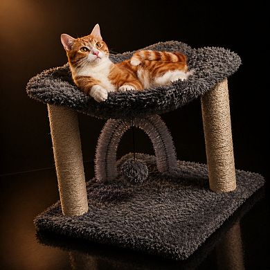 Petsfit 15.75" Cat Sisal Post Hammock SelfGrooming Brush Plush Ball Cozy Perch
