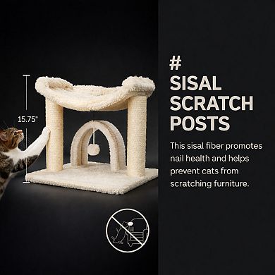 Petsfit 15.75" Cat Sisal Post Hammock SelfGrooming Brush Plush Ball Cozy Perch