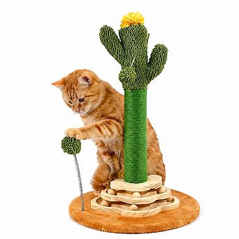 Petsfit Cat Tree with Interactive Ball Track Spring Toys Sisal Scratcher for Indoor Cats Kittens
