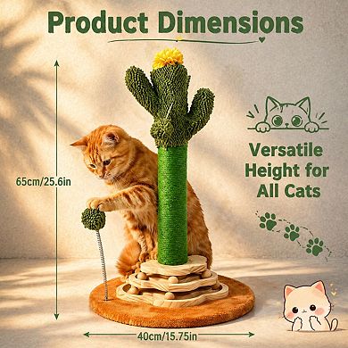Petsfit Cat Tree with Interactive Ball Track Spring Toys Sisal Scratcher for Indoor Cats Kittens