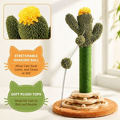 Petsfit Cat Tree with Interactive Ball Track Spring Toys Sisal Scratcher for Indoor Cats Kittens