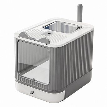 Nicate Upgraded Fully Enclosed Cat Litter Box with Lid Drawer 3 Modes Anti Splashing Easy Clean