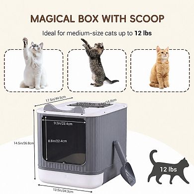 Nicate Upgraded Fully Enclosed Cat Litter Box with Lid Drawer 3 Modes Anti Splashing Easy Clean