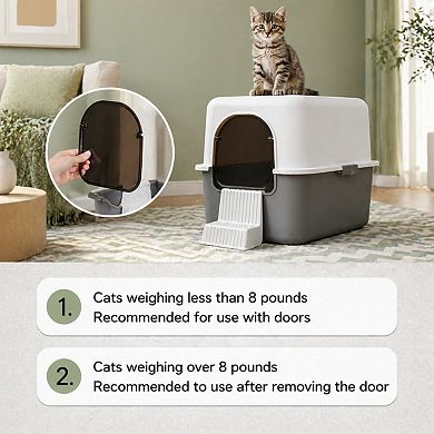 Nicate Fully Enclosed Cat Litter Box Splash/Leak-Proof, Odorless, Easy Clean