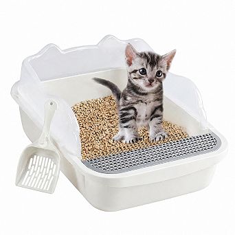 Nicate Open Cat Litter Box High Side Anti-splashing Sifting Scoop Semi-enclosed Removable Easy Clean