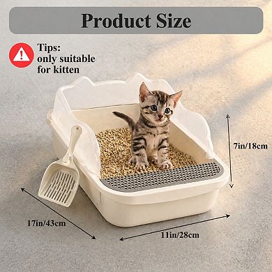 Nicate Open Cat Litter Box High Side Anti-splashing Sifting Scoop Semi-enclosed Removable Easy Clean