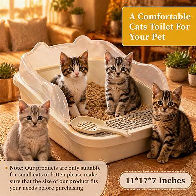 Nicate Open Cat Litter Box High Side Anti-splashing Sifting Scoop Semi-enclosed Removable Easy Clean