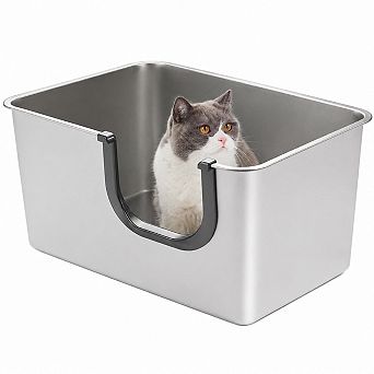 Nicate Stainless Litter Box High Sides, Leak Proof, Easy Entry