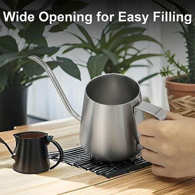 Small Watering Can Indoor Plants Long Spout 304 Stainless Steel 12 Oz Ergonomic Handle