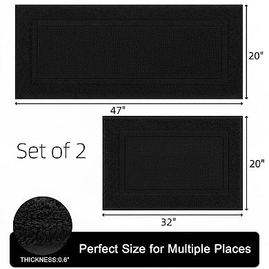Super Soft Microfiber Bath Rug Set 2Pcs Non Slip Washable Absorbent Fluffy