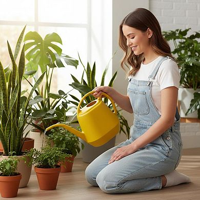 Plastic Watering Can Long Spout Ergonomic 1Gallon High Quality Durable Multiple Applications