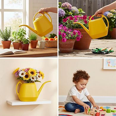 Plastic Watering Can Long Spout Ergonomic 1Gallon High Quality Durable Multiple Applications