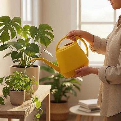 Plastic Watering Can Long Spout Ergonomic 1Gallon High Quality Durable Multiple Applications