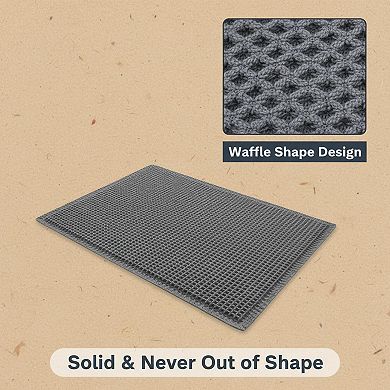 Upgraded Waffle Bath Mat: Super Absorbent Non Slip Soft Washable Rug Tassels Rubber Backed