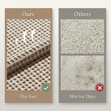 Waffle Bath Mat Boho Non Slip Washable Super Absorbent Quick Dry Farmhouse Decor