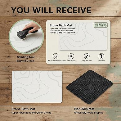 Stone Bath Mat Diatomaceous Earth Non-slip Super Absorbent Quick-drying Easy Clean Multi-use