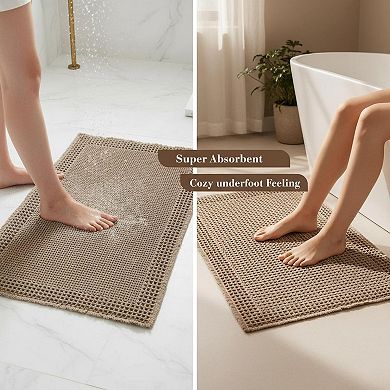 Waffle Bathroom Runner Rug Super Absorbent Non Slip Washable Quick Dry Ultra Soft Boho Tassels For