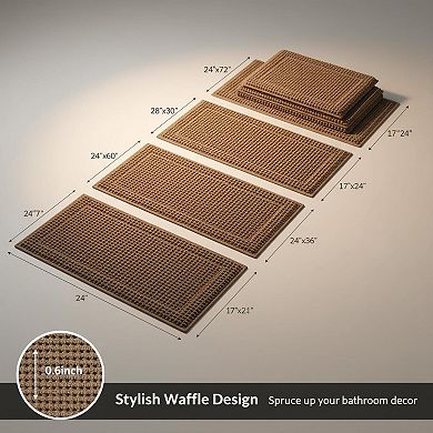 Waffle Bathroom Runner Rug Super Absorbent Non Slip Washable Quick Dry Ultra Soft Boho Tassels For