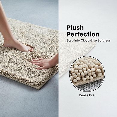 Non-slip Machine Washable Bath Mat Super Absorbent Quick Dry Shaggy Microfiber Soft Plush