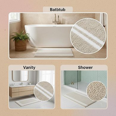 Non-slip Machine Washable Bath Mat Super Absorbent Quick Dry Shaggy Microfiber Soft Plush