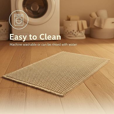 Waffle Bath Mat Boho Non Slip Washable Super Absorbent Quick Dry Farmhouse Decor
