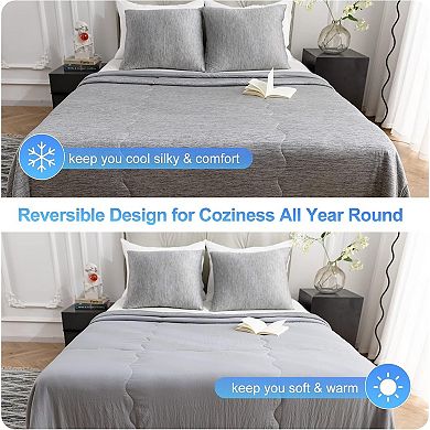 Cooling Comforter Twin Size, Cool Soft Thin Breathable Summer Blanket for Bed, Couch