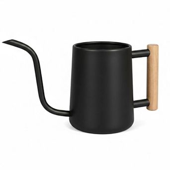Stainless Steel Watering Can 35oz Long Spout Wooden Handle Indoor Outdoor Plants