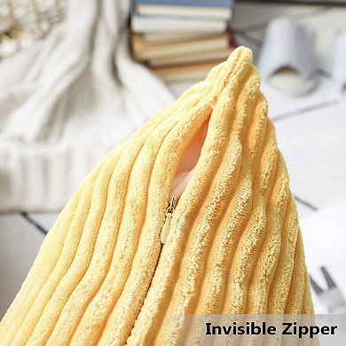Throw Pillow Covers 18x18 Set of 2 Super Soft Couch Pillow Covers Decorative Striped Corduroy