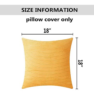Throw Pillow Covers 18x18 Set of 2 Super Soft Couch Pillow Covers Decorative Striped Corduroy