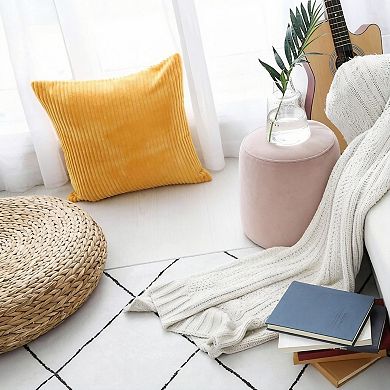 Throw Pillow Covers 18x18 Set of 2 Super Soft Couch Pillow Covers Decorative Striped Corduroy