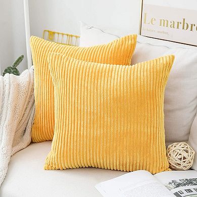 Throw Pillow Covers 18x18 Set of 2 Super Soft Couch Pillow Covers Decorative Striped Corduroy