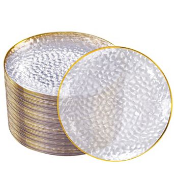 100 Plastic Plates 10 Inch Clear Disposable Hammer Pattern Heavy Duty Party Wedding