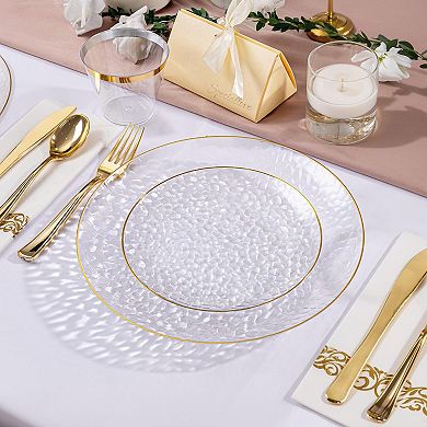 100 Plastic Plates 10 Inch Clear Disposable Hammer Pattern Heavy Duty Party Wedding