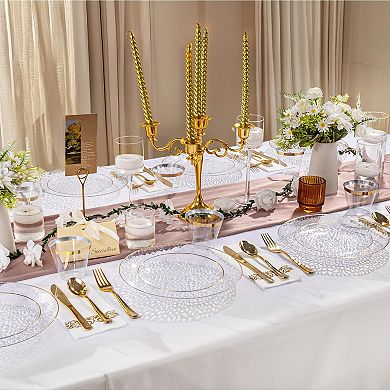 100 Plastic Plates 10 Inch Clear Disposable Hammer Pattern Heavy Duty Party Wedding
