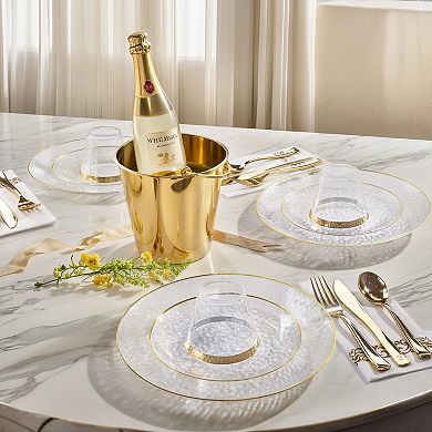 100 Plastic Plates 10 Inch Clear Disposable Hammer Pattern Heavy Duty Party Wedding