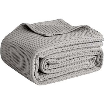 Cotton Blankets for Bed - Waffle Weave Blankets for Summer, Lightweight and Breathable Soft Woven