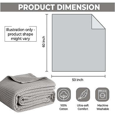 Cotton Blankets for Bed - Waffle Weave Blankets for Summer, Lightweight and Breathable Soft Woven