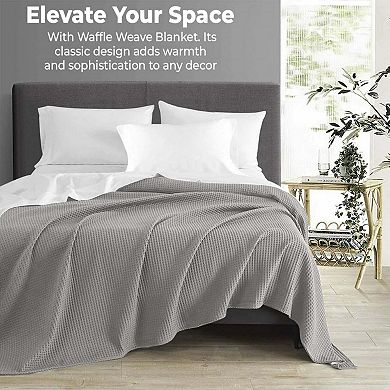 Cotton Blankets for Bed - Waffle Weave Blankets for Summer, Lightweight and Breathable Soft Woven