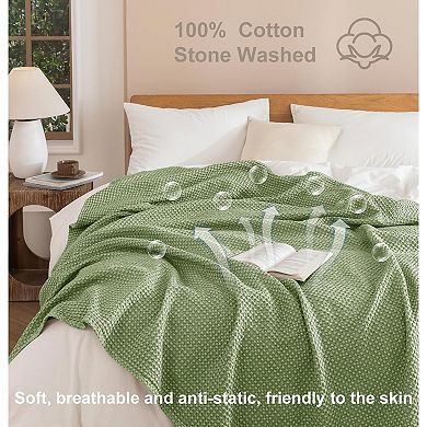Cotton Blanket Queen Size for Bed - Spring and Summer Cooling Lightweight & Breathable Bedding