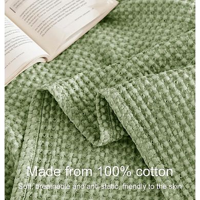 Cotton Blanket Queen Size for Bed - Spring and Summer Cooling Lightweight & Breathable Bedding