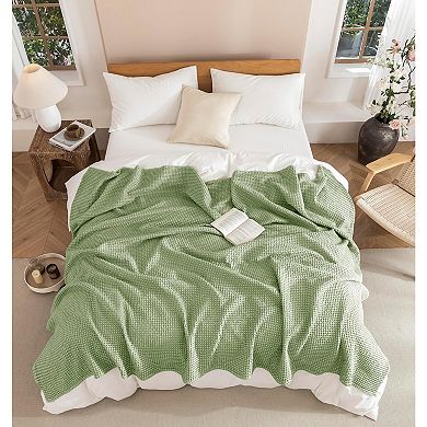 Cotton Blanket Queen Size for Bed - Spring and Summer Cooling Lightweight & Breathable Bedding