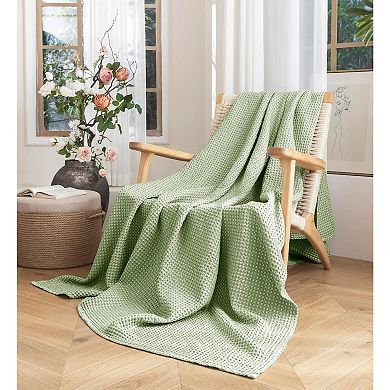 Cotton Blanket Queen Size for Bed - Spring and Summer Cooling Lightweight & Breathable Bedding