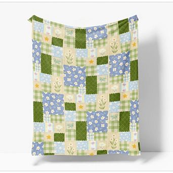 Spring Summer Flannel Blanket Throw, Colorful Tulips Butterfly Soft Fuzzy Plush Cozy Fleece Blankets