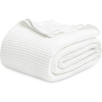 Cotton Blanket Queen Size for Bed - Cooling Breathable and Soft for Spring Summer, Thick Cozy Waffle