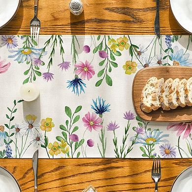 Floral Leaves Summer Table Runner, Spring Kitchen Dining Table Decoration for Home Party Decor