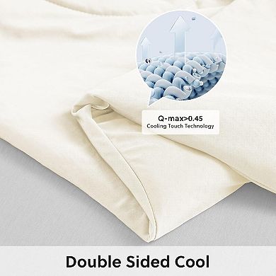 Cooling Comforter Queen Size, Beige Summer Cooling Blanket for Hot Sleepers and Night Sweats